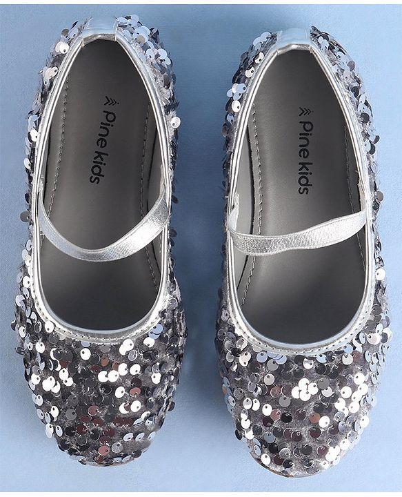 Pine Kids  Slip On Ballerina with Sequins Detailing -Silver