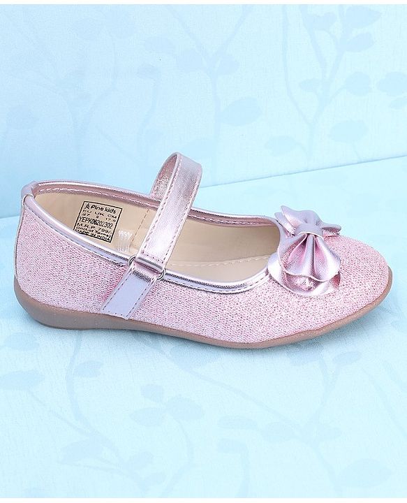 Pine Kids Ballerinas with Velcro Closure & Bow Applique - Pink