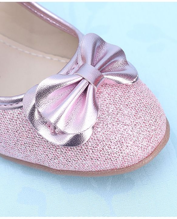 Pine Kids Ballerinas with Velcro Closure & Bow Applique - Pink