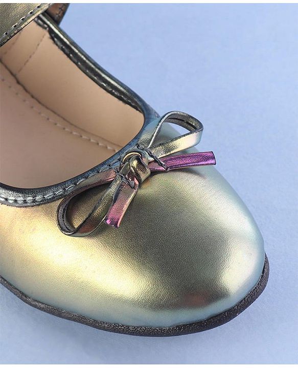 Pine Kids Ballerinas  with Velcro Closure & Bow Applique - Blue