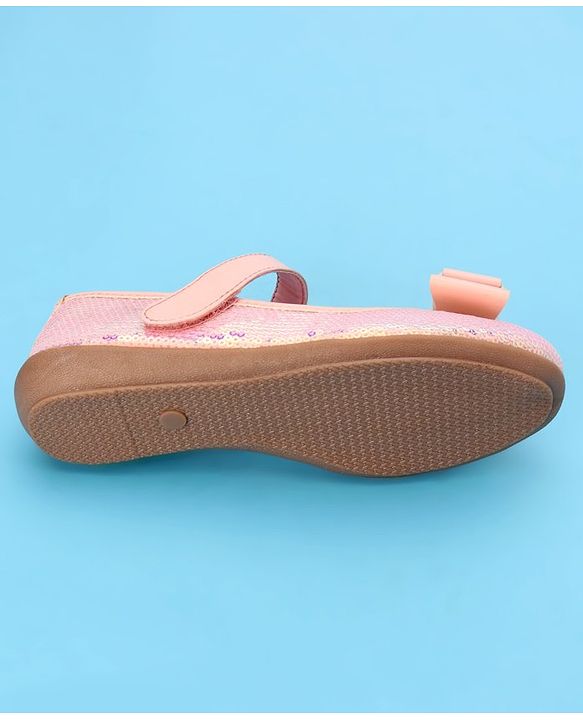 Pine Kids Ballerinas with Velcro Closure & Bow Applique- Pink