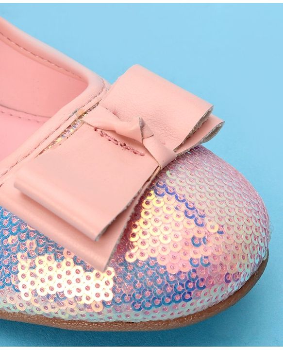 Pine Kids Ballerinas with Velcro Closure & Bow Applique- Pink