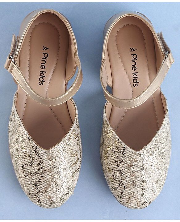 Pine Kids Velcro Closure Bellies With Sequin Detailing - Golden