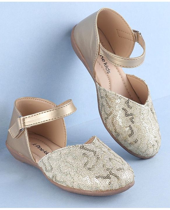 Pine Kids Velcro Closure Bellies With Sequin Detailing - Golden