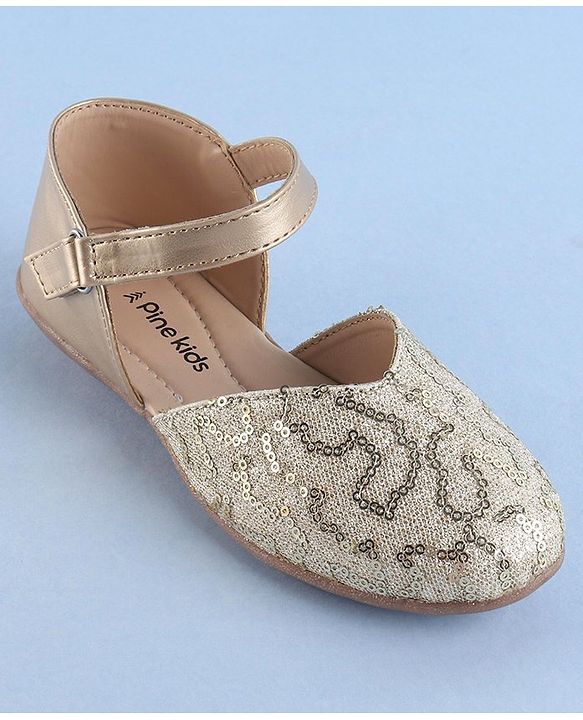 Pine Kids Velcro Closure Bellies With Sequin Detailing - Golden