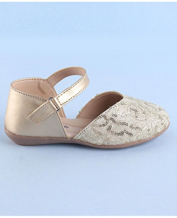 Pine Kids Velcro Closure Bellies With Sequin Detailing - Golden