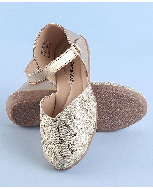 Pine Kids Velcro Closure Bellies With Sequin Detailing - Golden