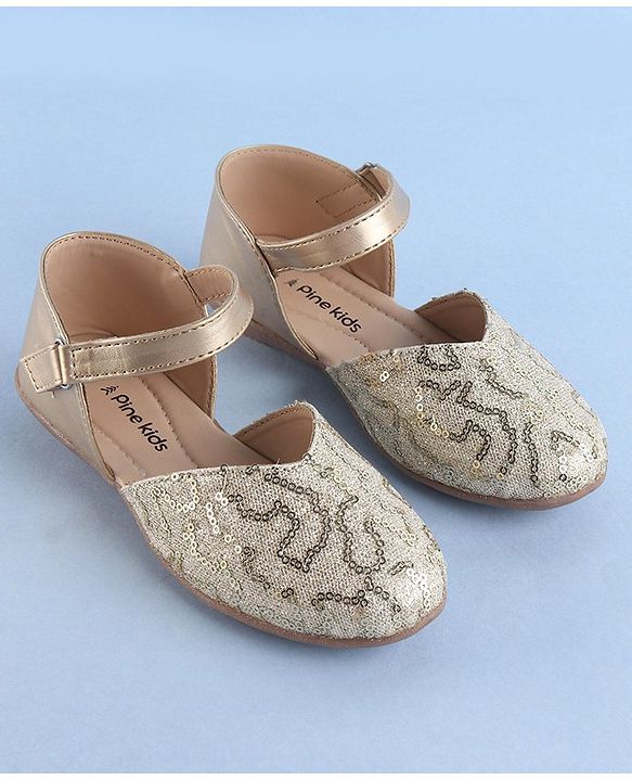 Pine Kids Velcro Closure Bellies With Sequin Detailing - Golden
