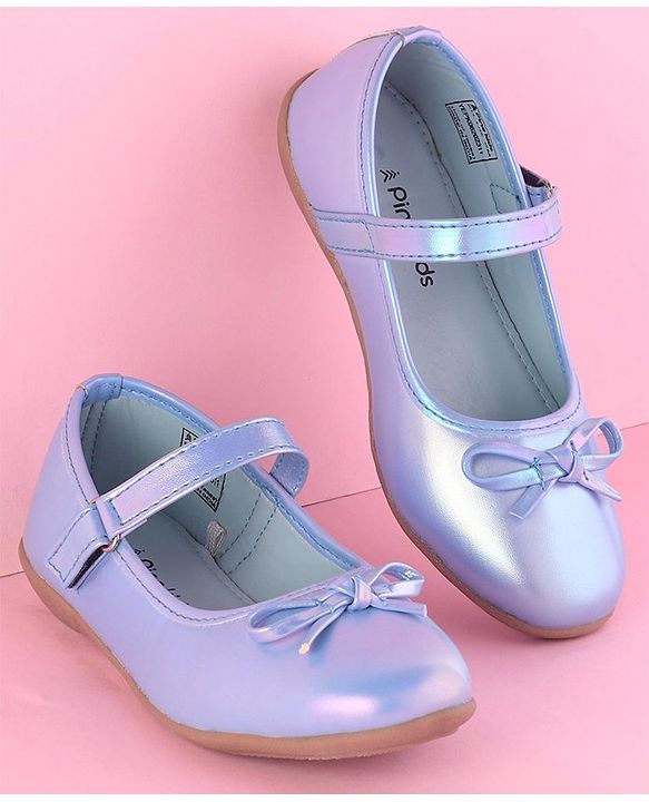 Pine Kids Ballerina with Bow Applique & Velcro Closure -Blue