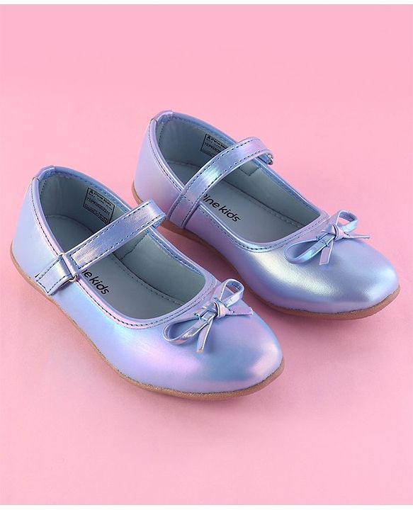 Pine Kids Ballerina with Bow Applique & Velcro Closure -Blue