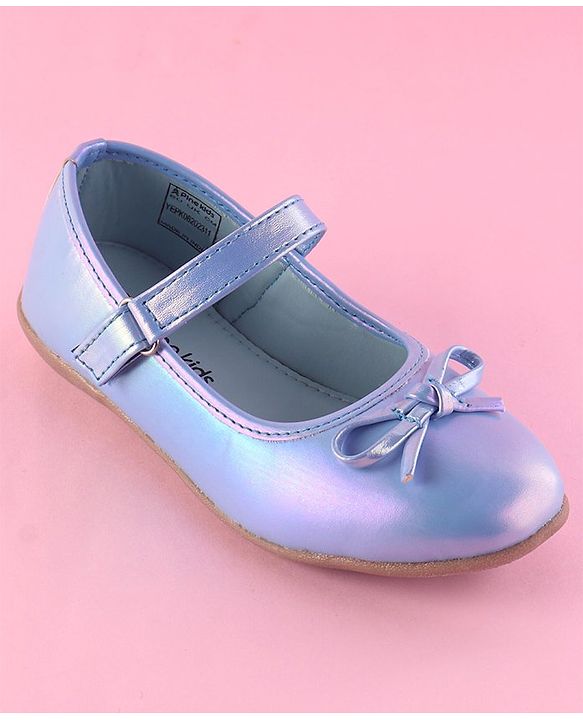 Pine Kids Ballerina with Bow Applique & Velcro Closure -Blue