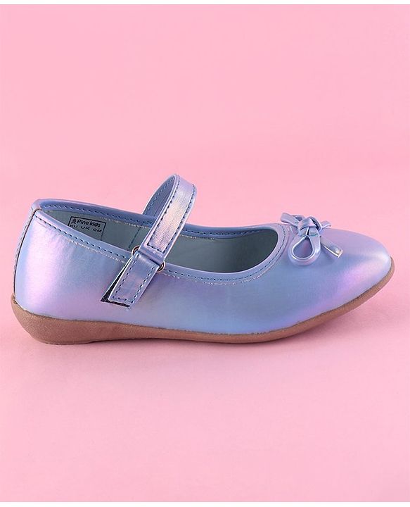 Pine Kids Ballerina with Bow Applique & Velcro Closure -Blue