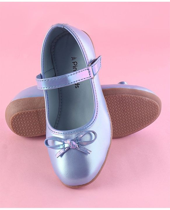 Pine Kids Ballerina with Bow Applique & Velcro Closure -Blue