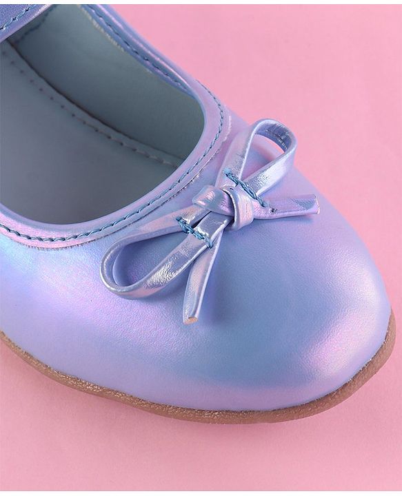 Pine Kids Ballerina with Bow Applique & Velcro Closure -Blue