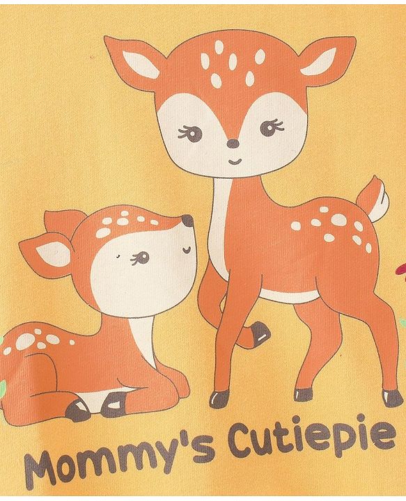 Babyhug 100% Cotton Knit Full Sleeves Sweatshirt With Floral & Deer Graphics Pack Of 2 - Yellow & Maroon