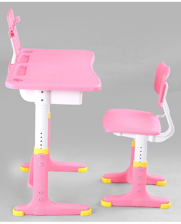 Babyhug Study Table & Chair Set with Height Adjustment - Pink