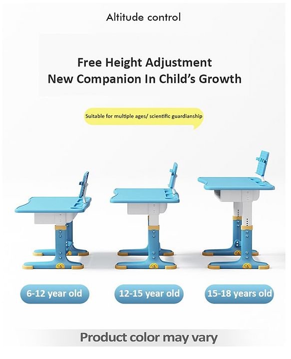 Babyhug Study Table & Chair Set with Height Adjustment - Pink