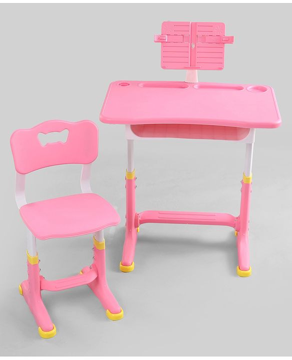 Babyhug Study Table & Chair Set with Height Adjustment - Pink