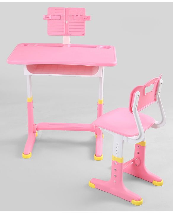 Babyhug Study Table & Chair Set with Height Adjustment - Pink