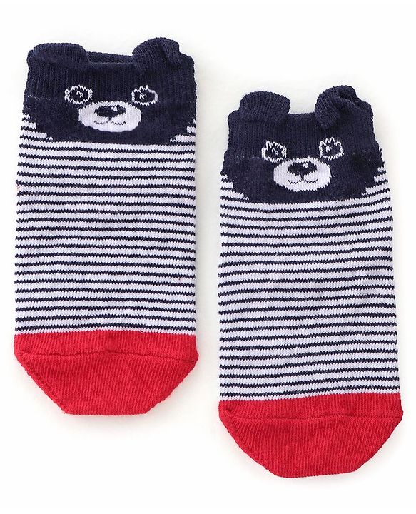 Cute Walk by Babyhug Cotton Blend Non Terry Ankle Length Socks Heart Design - Red