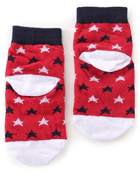 Cute Walk by Babyhug Cotton Blend Non Terry Ankle Length Socks Heart Design - Red