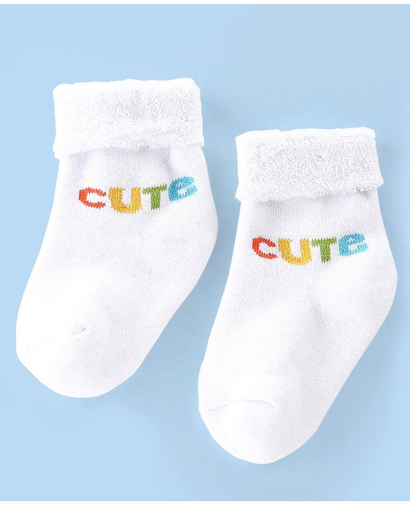 Cute Walk by Babyhug Terry Knit Anti Bacterial Ankle Length Elephant Design Socks Pack of 3 - Multicolour