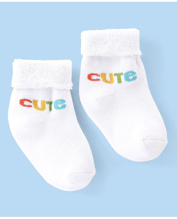 Cute Walk by Babyhug Terry Knit Anti Bacterial Ankle Length Elephant Design Socks Pack of 3 - Multicolour