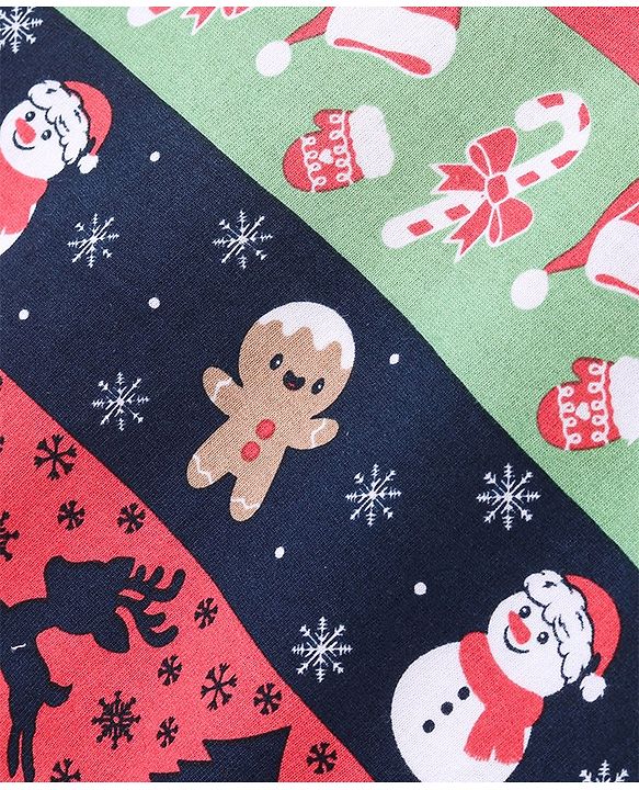Babyhug 100% Cotton Knit Full Sleeves Sweatshirt With Christmas Print - Pink & Navy Blue