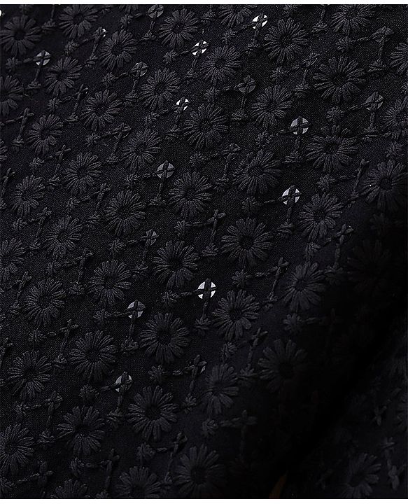 Pine Kids All Over Embroidered Full Sleeves Kurta Pyjama Set - Black