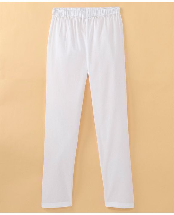 Pine Kids All Over Embroidered Full Sleeves Kurta Pyjama Set - White