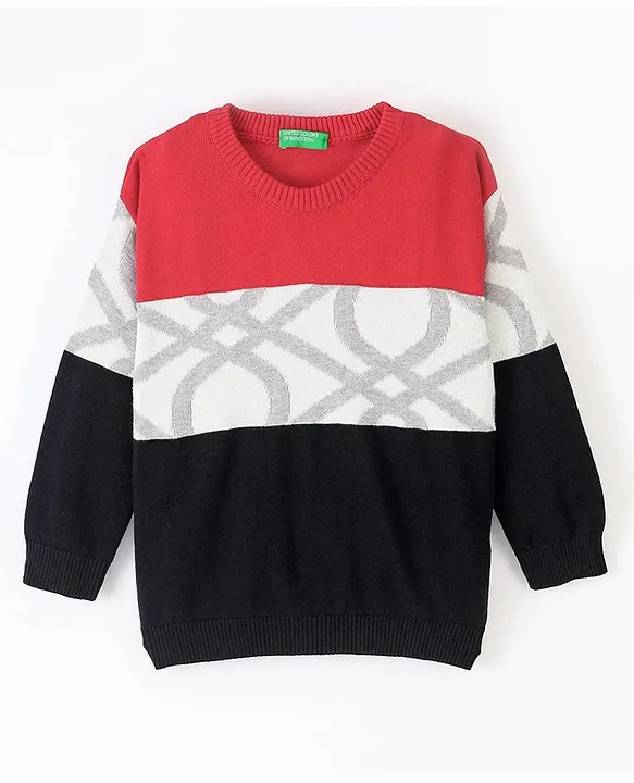 Buy UCB Woollen Full Sleeves TShirt Color Block Logo Tricot Print Red Grey  & Blue for Boys (8-9Years) Online in India, Shop at  - 14293907