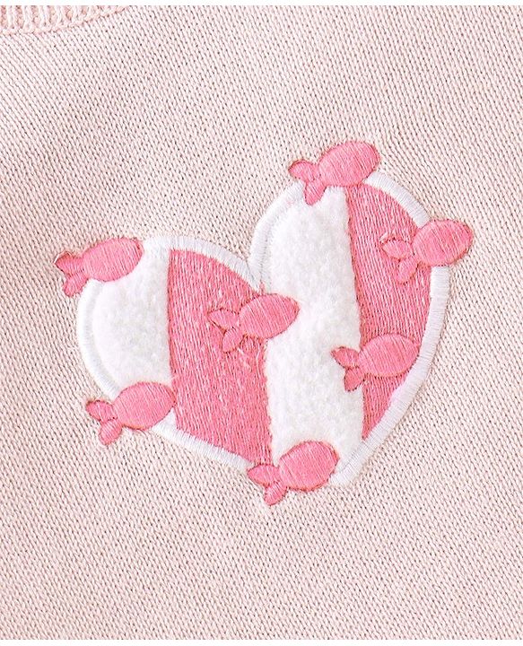 Babyhug Full Sleeves Pullover Sweater with Heart Embroidered - Pink