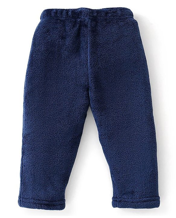 Babyhug 100% Cotton Full Sleeves Winter Wear Suit With Text Embroidery - Navy Blue