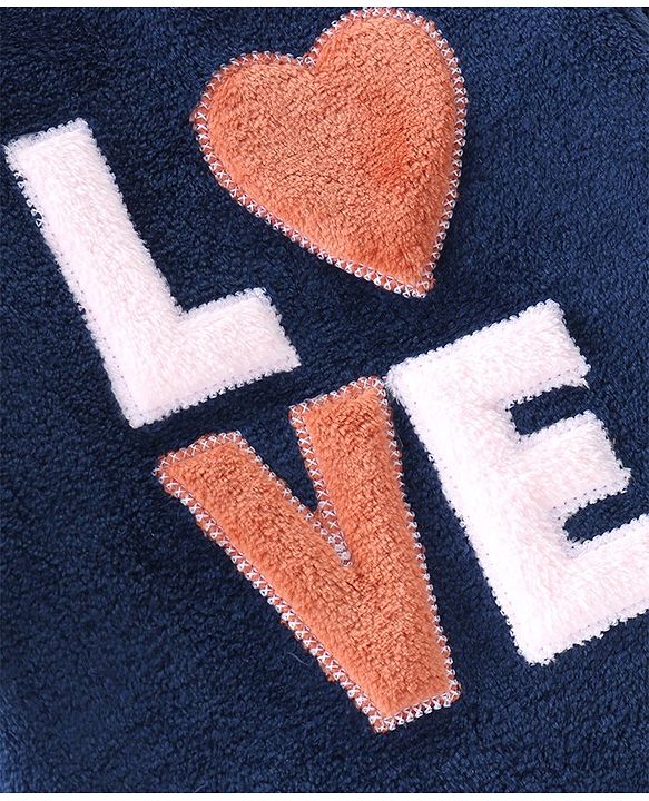 Babyhug 100% Cotton Full Sleeves Winter Wear Suit With Text Embroidery - Navy Blue