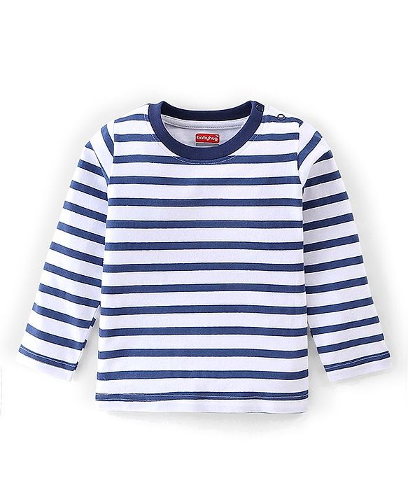 Babyhug 100% Cotton Knit Dungarees With Full Sleeves T-Shirt Text Print - White & Navy Blue