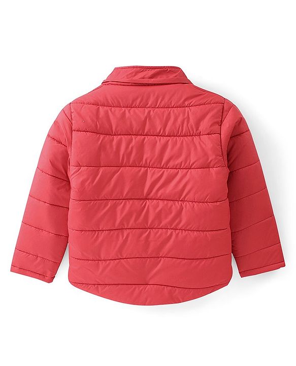 Pine Kids Full Sleeves Solid Color Medium Winter Hooded Jacket - Red