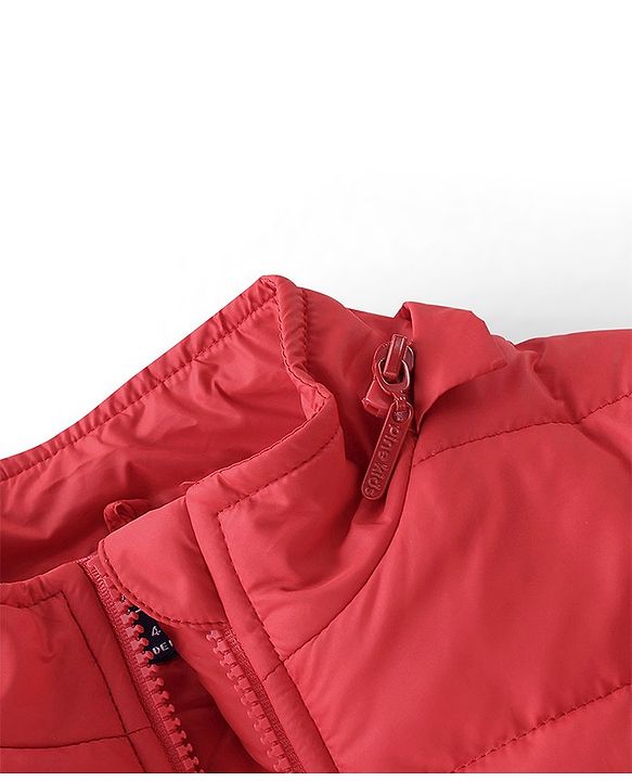 Pine Kids Full Sleeves Solid Color Medium Winter Hooded Jacket - Red