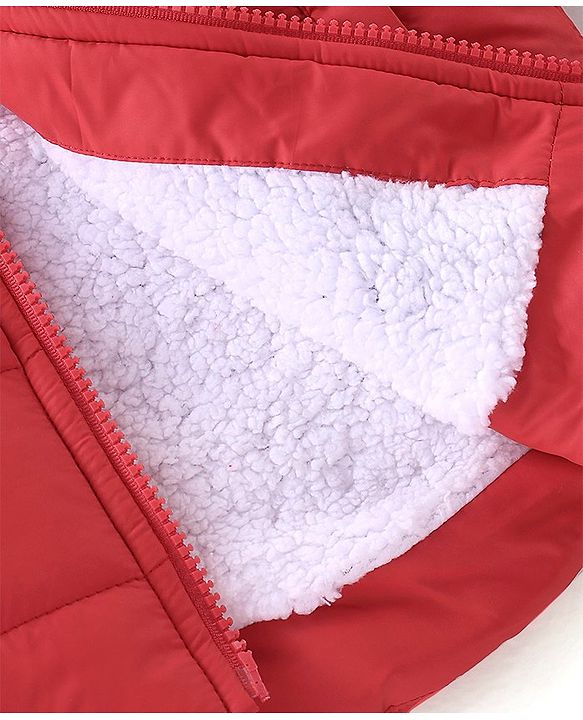 Pine Kids Full Sleeves Solid Color Medium Winter Hooded Jacket - Red