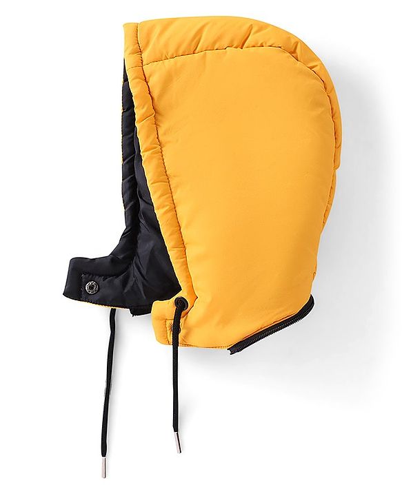 Pine Kids Full Sleeves Solid Color With Explore Printed Medium Winter Hooded Jacket - Yellow