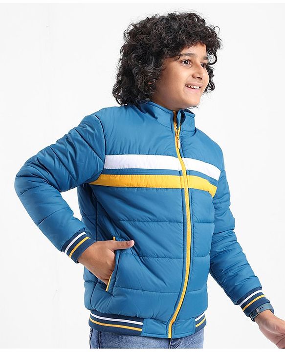Pine Kids Full Sleeves Cut and Sew Medium Winter Jacket - Navy