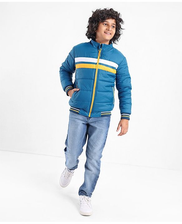 Pine Kids Full Sleeves Cut and Sew Medium Winter Jacket - Navy