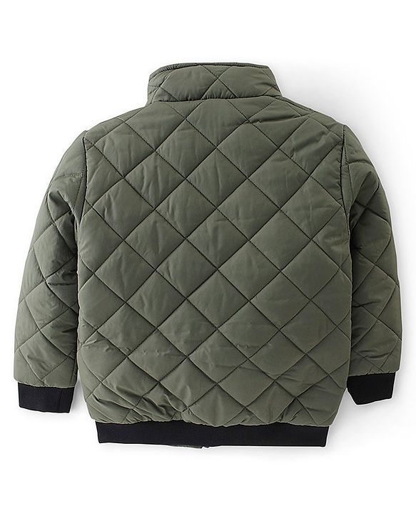 Pine Kids Full Sleeves Quilted Medium Winter Jacket -Olive