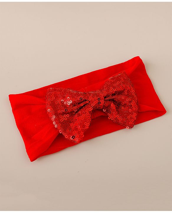 Babyhug Free Size Headbands with Bow & Sequins Pack of 2 - Red & Purple