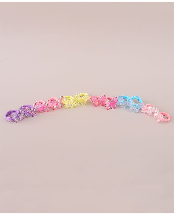 Babyhug Hair Rubber Bands Butterfly Applique Pack of 12 - Multicolor