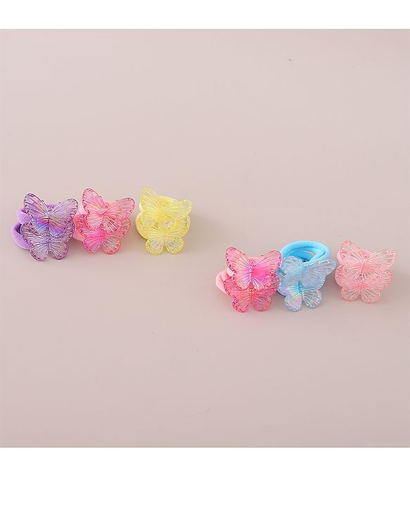 Babyhug Hair Rubber Bands Butterfly Applique Pack of 12 - Multicolor