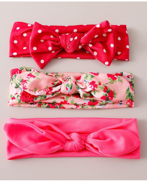 Babyhug Free Size Headbands With Bow Design Pack of 3 - Multicolor