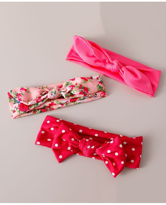 Babyhug Free Size Headbands With Bow Design Pack of 3 - Multicolor