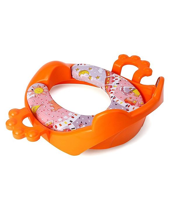 Babyhug Cushioned Potty Training Seat With Handle - Orange