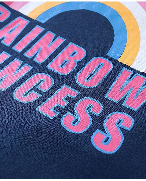 Babyhug Cotton Full Sleeves Tee With Rainbow Graphics - Navy Blue