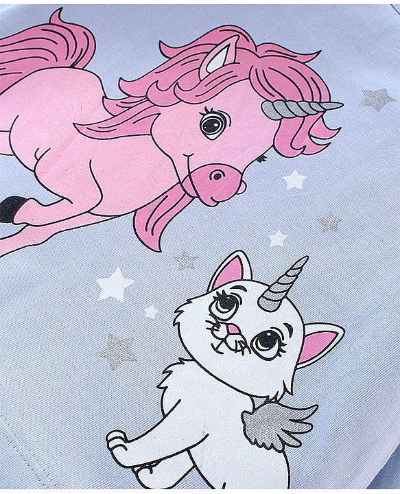 Babyhug Cotton Full Sleeves Tee With Unicorn Graphics - Blue